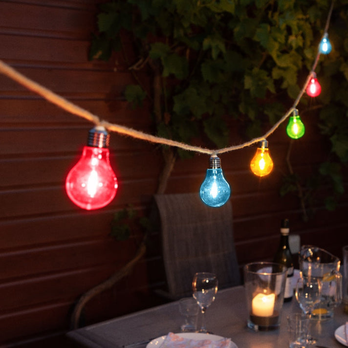 10 Multicolour Jute Rope Festoon Lights