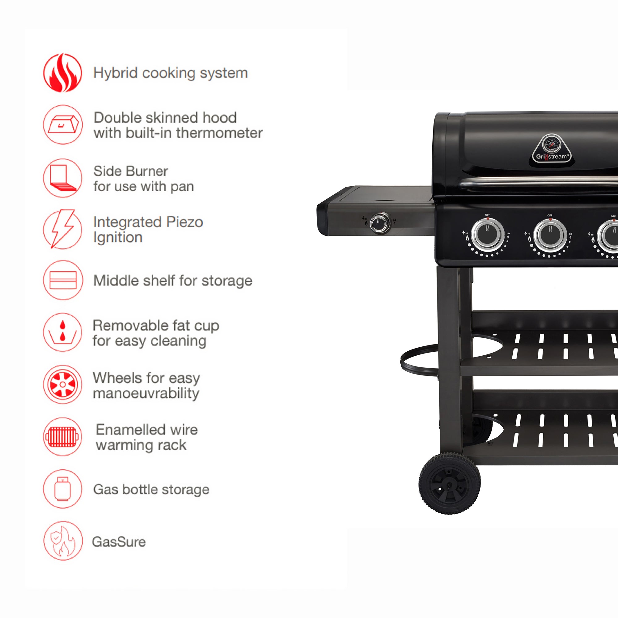 Carbon 3 Burner Barbecue With Side Burner