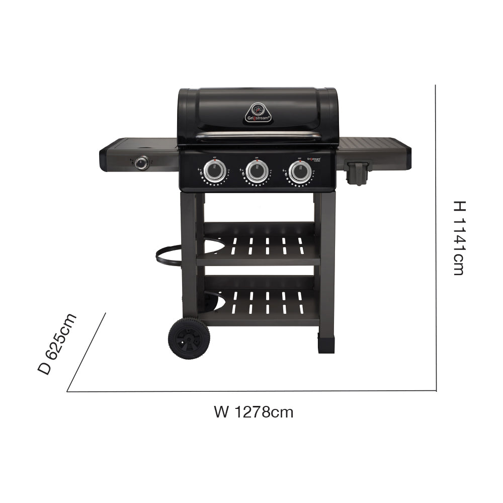 Carbon 3 Burner Barbecue With Side Burner