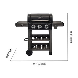 Carbon 3 Burner Barbecue With Side Burner