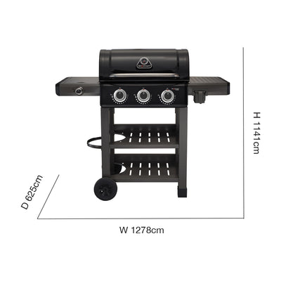 Carbon 3 Burner Barbecue With Side Burner