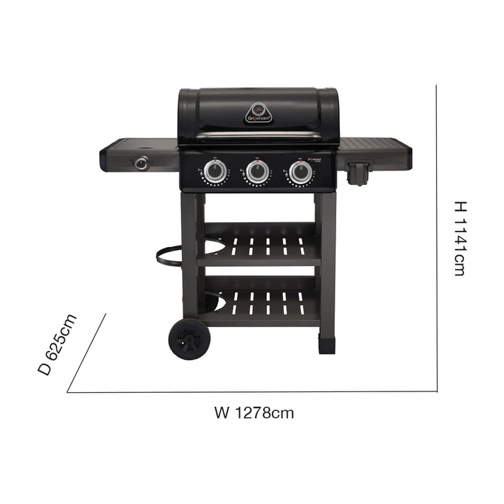 Carbon 3 Burner Barbecue With Side Burner